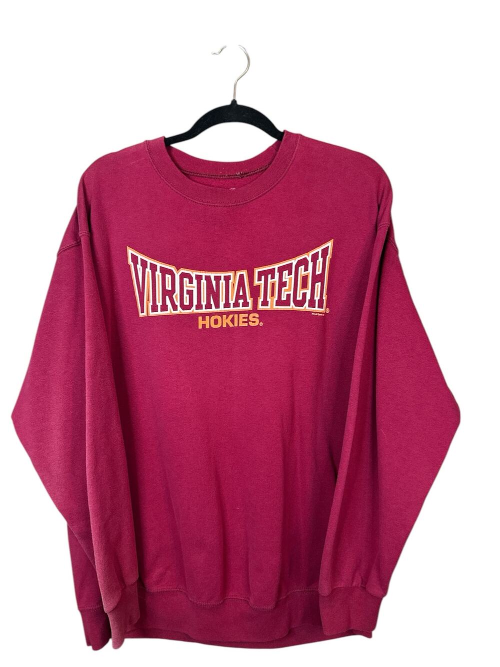 Hanes Virginia Tech Hokies Maroon Orange Long Sleeve Pullover Sweatshirt Size XL